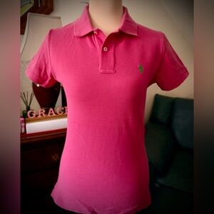 Ralph Lauren Vibrant Pink Polo with Green Logo